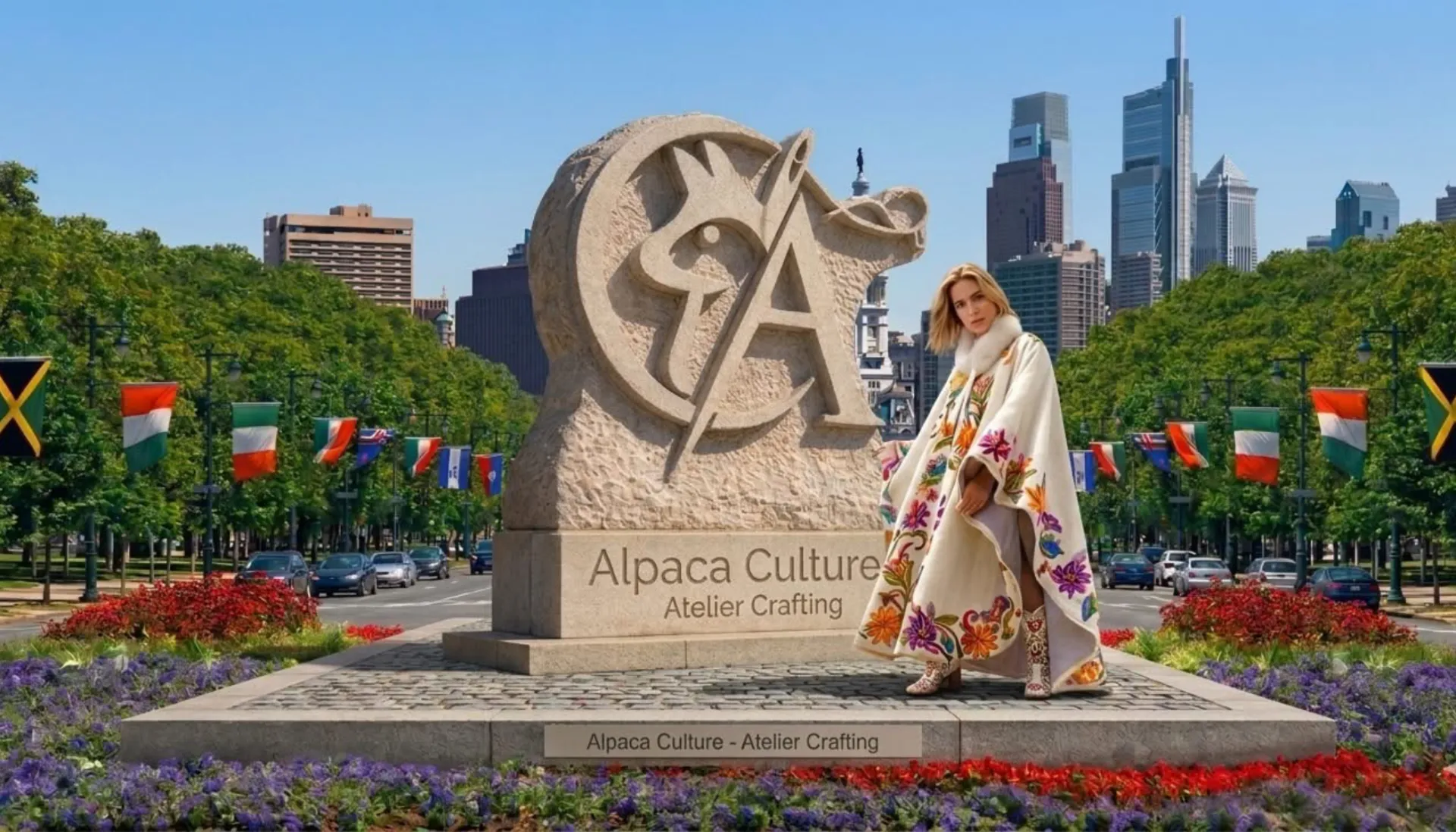 Alpaca Culture sculpture in Philadelphia